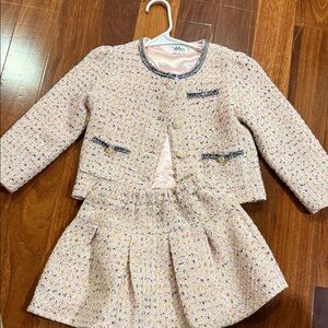 Lola + The Boys Pink Tweed Blazer and Skirt Set